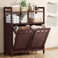Homykic Tilt Out Laundry Hamper Cabinet, Bamboo Double Laundry Hamper by Homykic