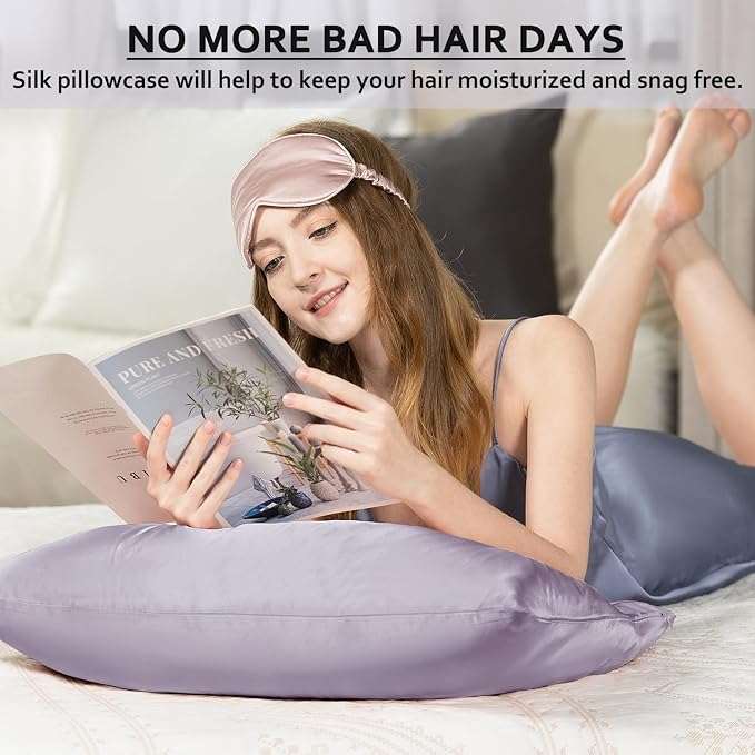 Ravmix Silk Pillow Cases with Zipper, 21momme Mulberry Silk Pillowcase - Image 2