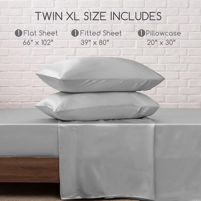 MR&HM Satin Bed Sheets, Twin XL Size Sheets Set - Image 7