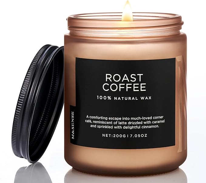 M&SENSE Coffee Scented Candles for Home, 7.05oz Organic Soy Wax, 50 Hours Slow by MSENSE