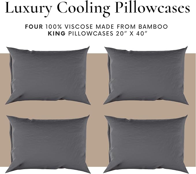 Bamboo Bay Hotel Quality 4 Piece Cooling Pillow Cases - Image 3