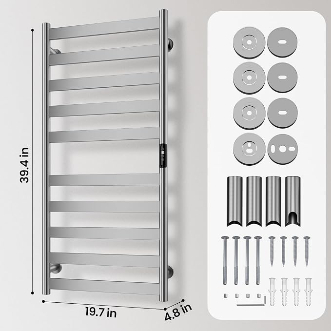 Electric Towel Warmer Rack, 10-Bar Stainless Steel Heated Tower Rack - Image 7