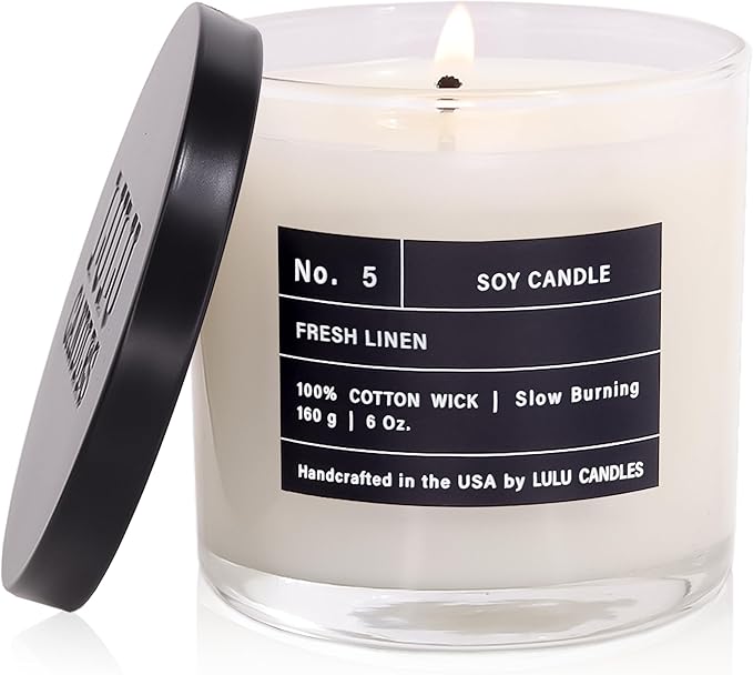 Lulu Candles | Fresh Linen | Luxury Scented Soy Jar Candle | Hand Poured in The by LULUCANDLES