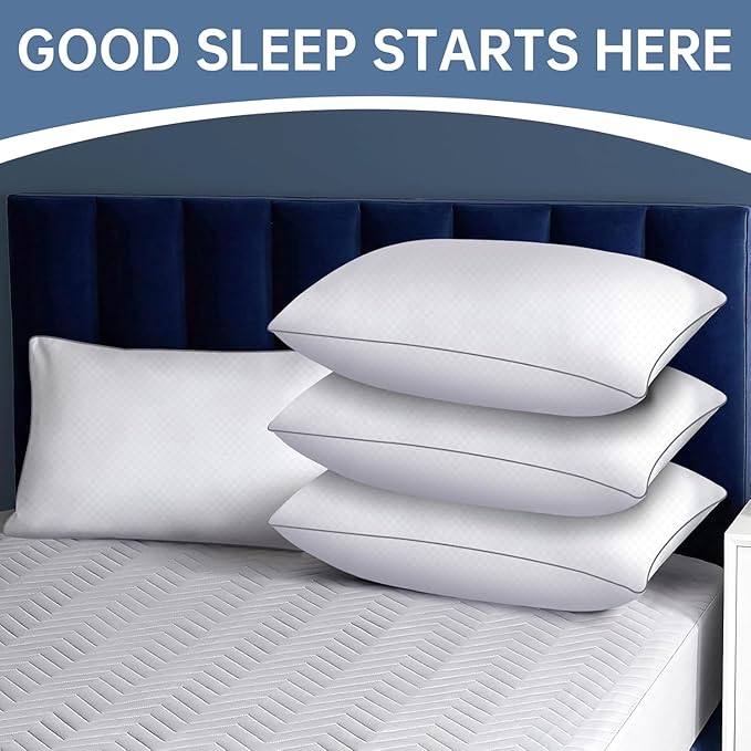 Piwaal Bed Pillows for Sleeping King Size Set of 4, Down Alternative Filling - Image 5
