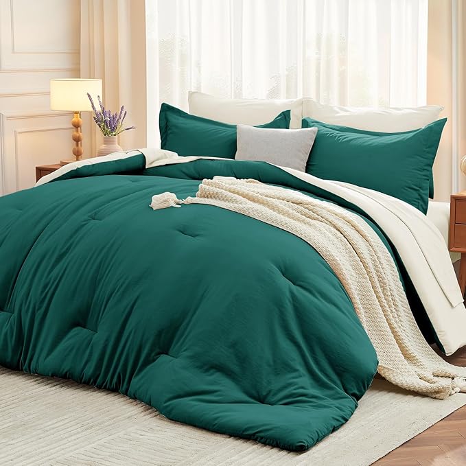 MUXHOMO 7 Pieces King Comforter Set, Soft Bed in a Bag King Size, All Season by MUXHOMO