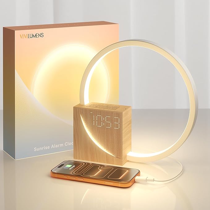 Vivilumens Sunrise Alarm Clock for Heavy Sleepers Adults, Wake-up Light by LightUpExquisiteLife