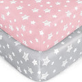 Crib Sheets for Girls 2 Pack, Fitted Crib Sheet for Standard Size Crib and by Moonsea