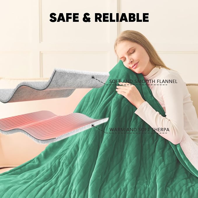greenoak Heated Blanket Electric King Size 100"X90" Dual Control, Heating - Image 7