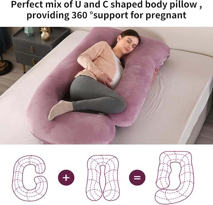 U-Shaped Pregnancy Pillow for Sleeping, Full Body Support for Back, HIPS & - Image 3