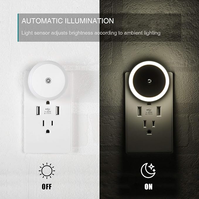 myCozyLite LED Night Light Plug in, Dusk to Dawn Sensor, Auto Dim, Energy Saving - Image 2