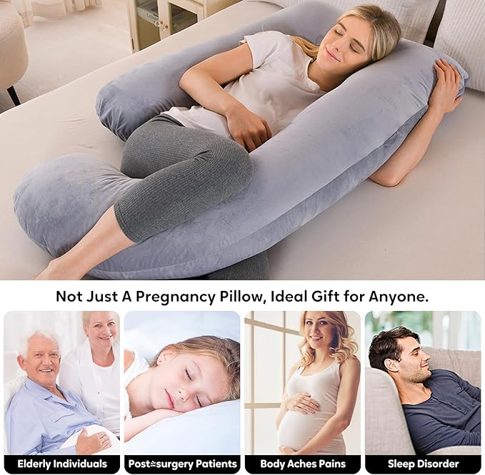 U-Shaped Pregnancy Pillow for Sleeping, Full Body Support for Back, HIPS & - Image 7