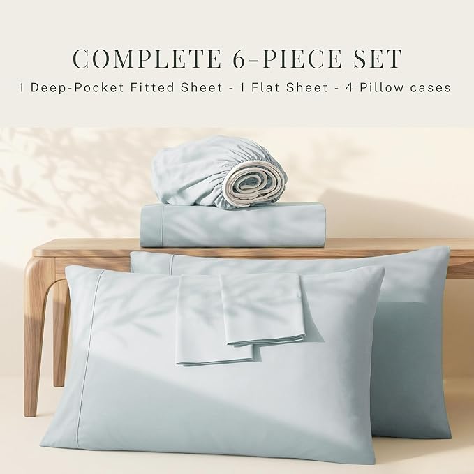 Hearth & Harbor Bed Sheets, Luxury Soft 6 Piece Bed Sheet Set Extra Deep Pocket - Image 5