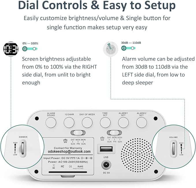 Odokee Digital Dual Alarm Clock - Image 2