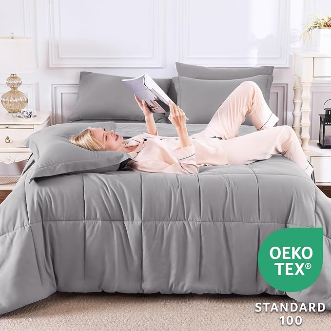 CozyLux Full Size Comforter Sets Grey - Image 3