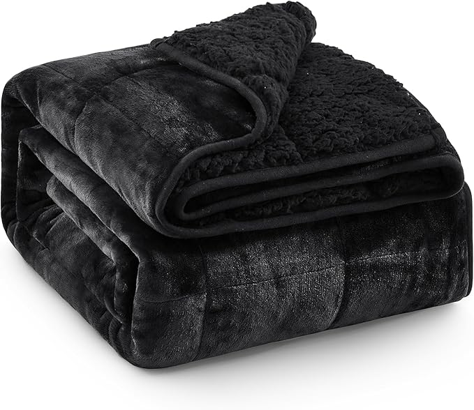 Super Fuzzy Soft Sherpa Fleece Weighted Blanket, 15 lbs Dual Sided Fluffy Heavy by EazfyPro
