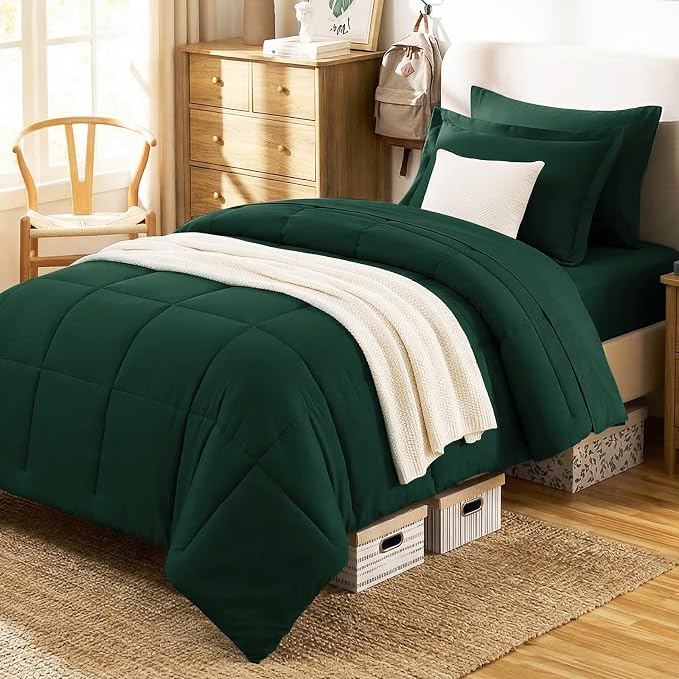 CozyLux Twin XL Comforter Set Emerald Green by CozyLux