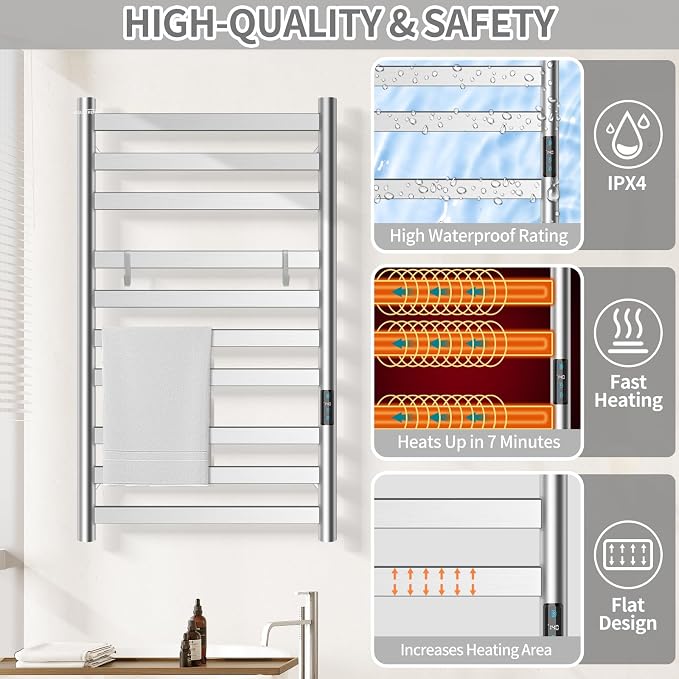Heated Towel Rack for Bathroom, Towel Warmer - Image 4