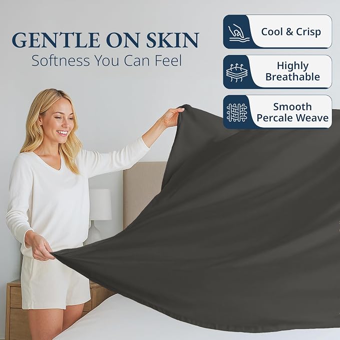 Lane Linen 100% Organic Cotton Full Size Flat Sheet Only - Image 3