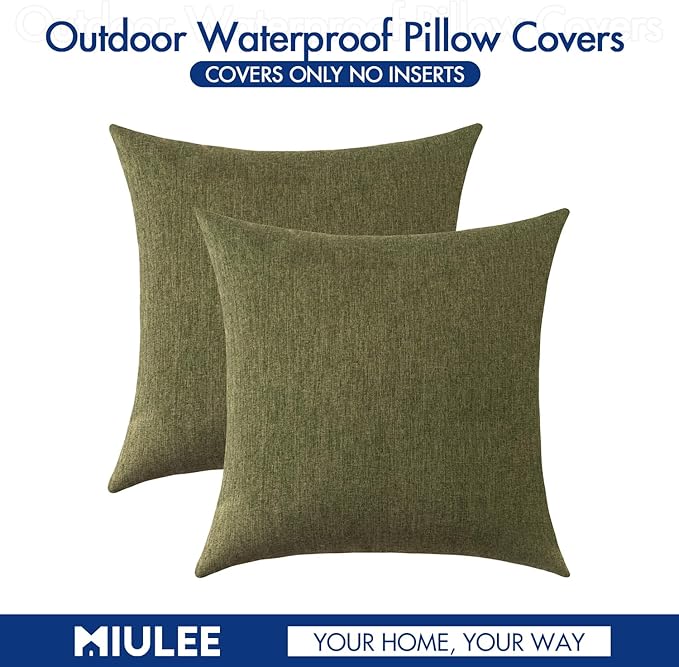 MIULEE Pack of 2 Decorative Outdoor Solid Waterproof Throw Pillow Covers Spring - Image 6