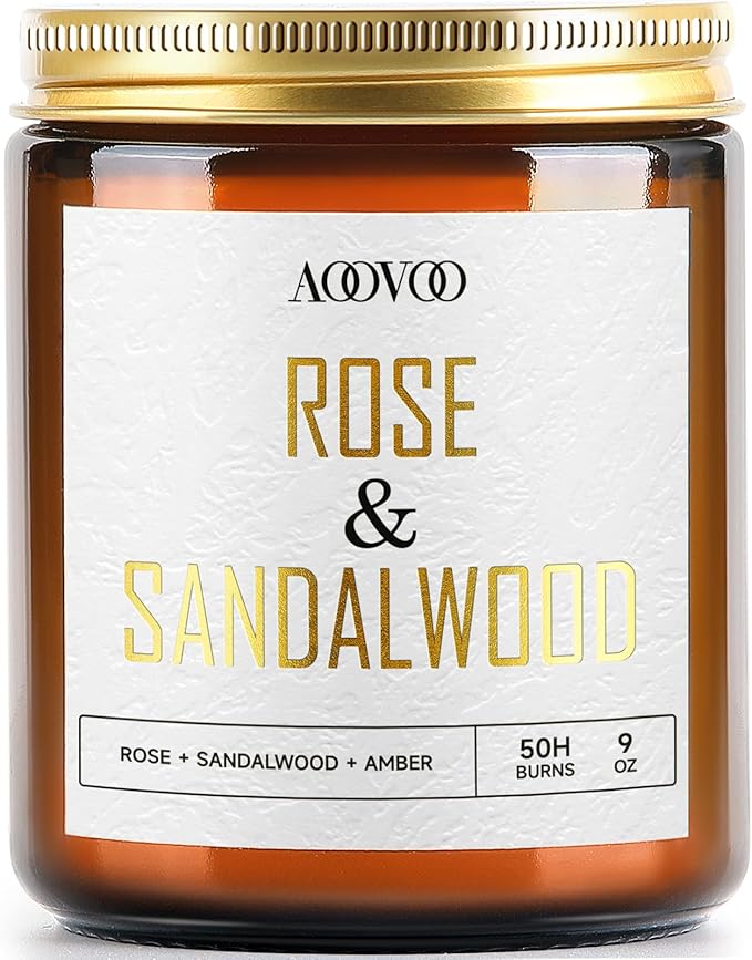 AOOVOO Rose Sandalwood Candles - 9 oz Scented Candles by AOOVOO