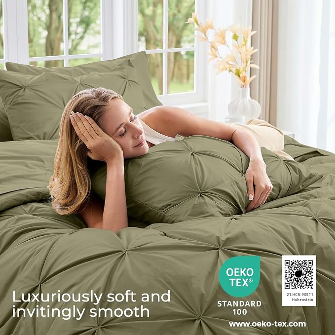 Sasttie King Size Comforter Set, 7-Piece Bed in a Bag, Pintuck Bedding Sets - Image 3