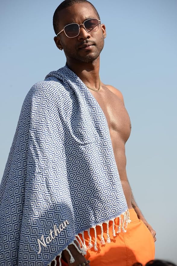 Personalized Embroidered Beach Towel | Throw Blanket, Easy Carry Sand Free - Image 4