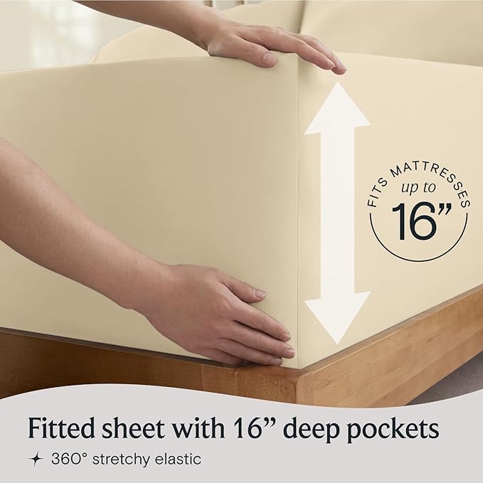 LuxClub 4 PC Full Sheet Set, Deep Pockets Wrinkle Free Cooling Bed Sheets Hotel - Image 6