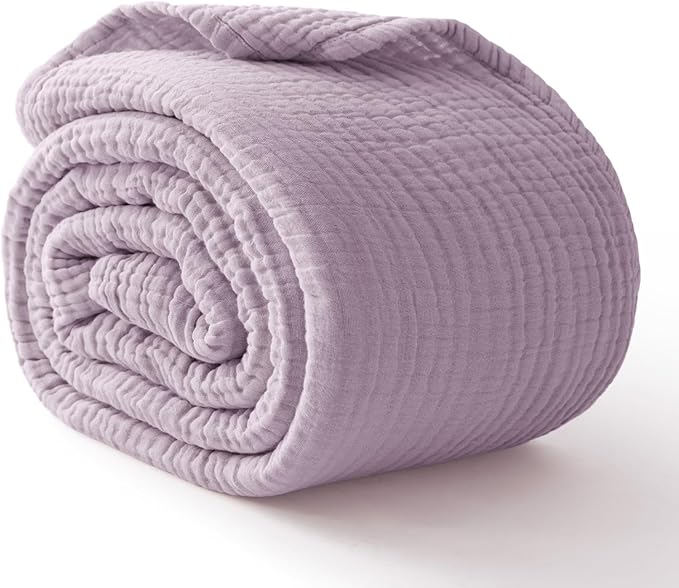 100% Cotton Muslin Blanket Queen 90" x 90", 6 Layers Breathable and Lightweight - Image 3