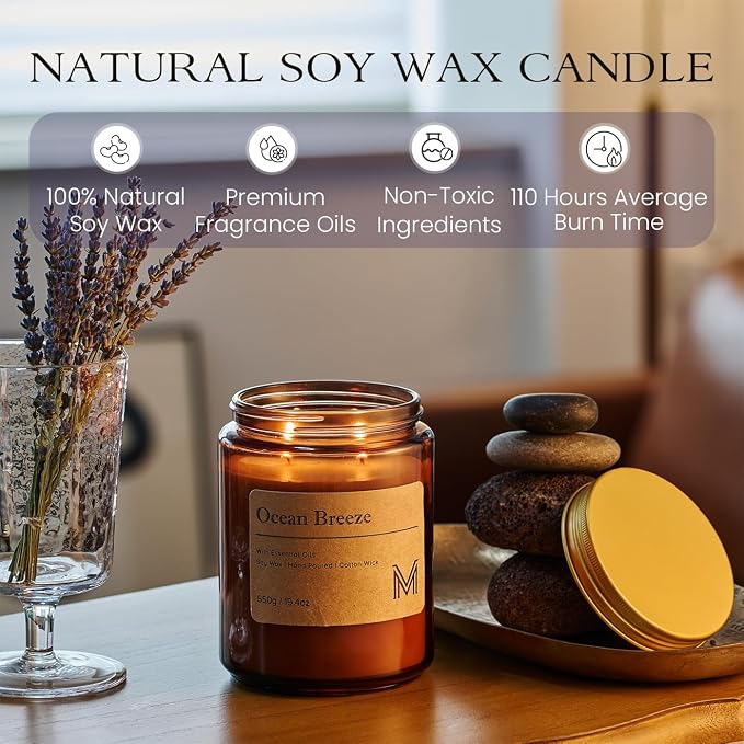 M&SENSE Oceanic Breeze Scented Christmas Candle Gift | 19.4oz, 115-Hour Burn | - Image 4
