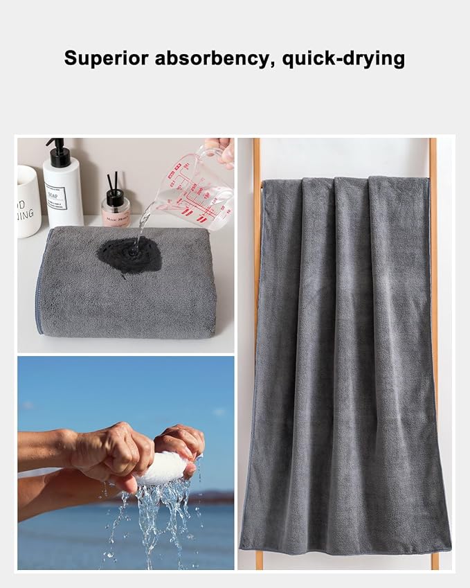 sakano 4-Piece Bath Towel Set, Quick-Dry Absorbent Lint Free & Launder Soft - Image 6