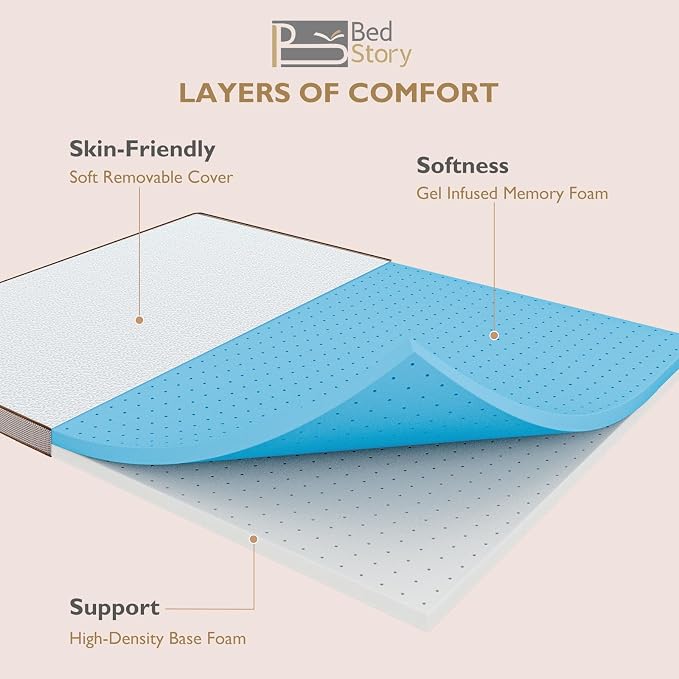 BedStory 4 Inch Memory Foam Mattress Topper Twin Size - Image 6