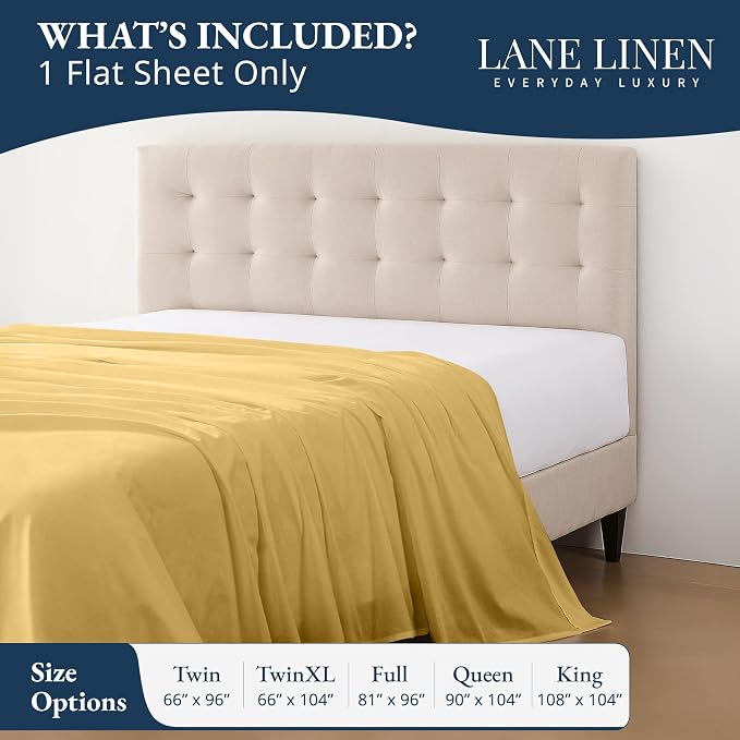 Lane Linen 100% Organic Cotton Twin Size Flat Sheet Only - Image 2