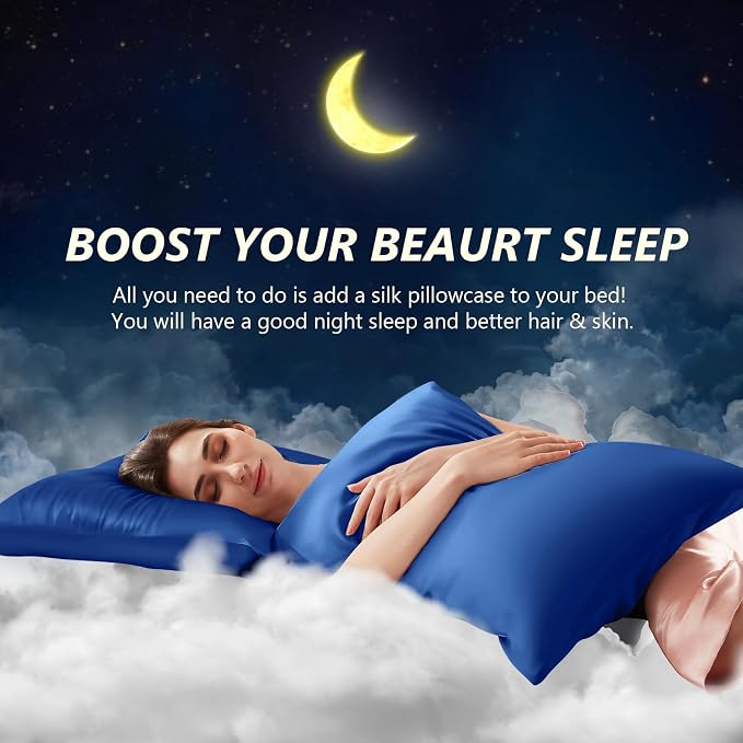 Silk Pillow Cases 2 Pack King Size Mulberry Silk Pillowcase Set of 2 - Image 3