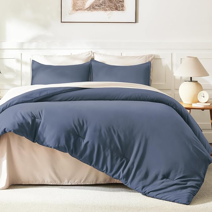 Litanika Comforters Bluish Grey Queen Size, 3 Pieces Lightweight Solid Bedding - Image 6
