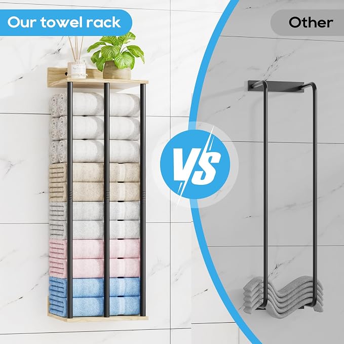 Towel Racks for Bathroom Wall Mounted, 3 Bar Wall Towel Rack for Rolled Towels - Image 6