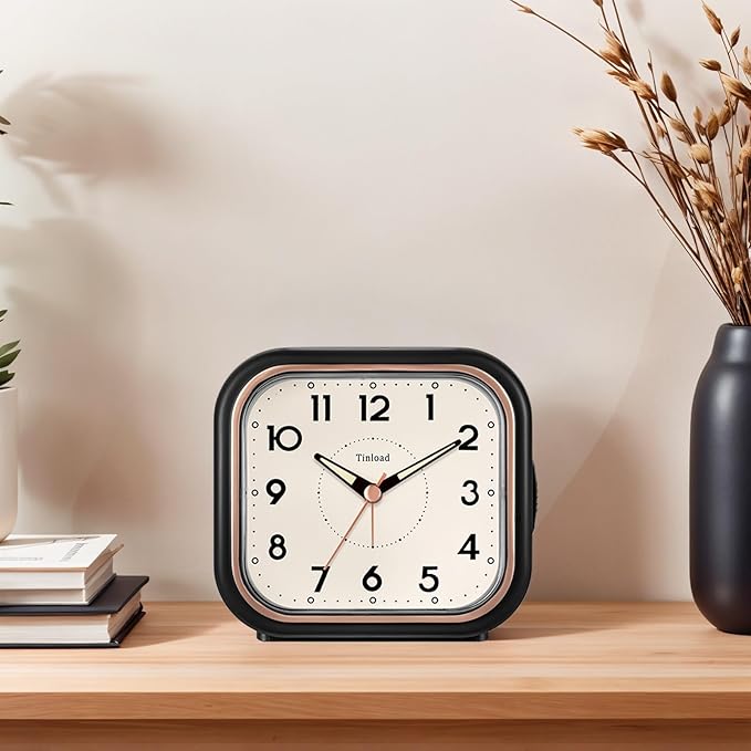 Tinload 4.3" Vintage Retro Analog Alarm Clock, Super Silent Non Ticking Clock - Image 4