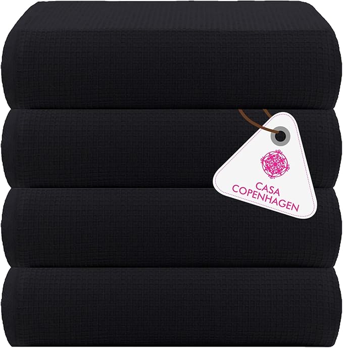 CASA COPENHAGEN Wafffle 4Pcs 100% Egyptian Cotton Large Designer Towels Gift by CASACOPENHAGEN