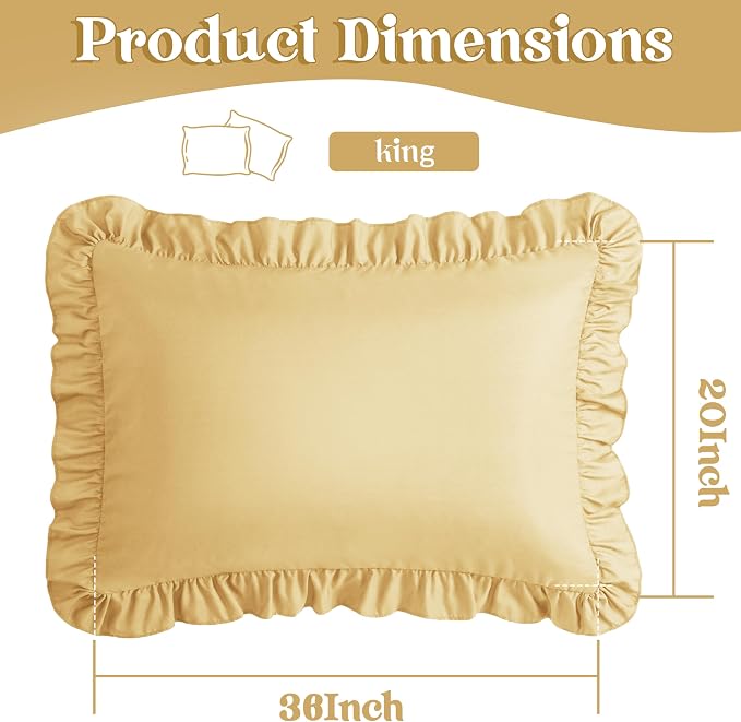 KKJIAF Ruffle Pillow Cases King Size Set of 2, Ruffled Pillow Covers - Image 3