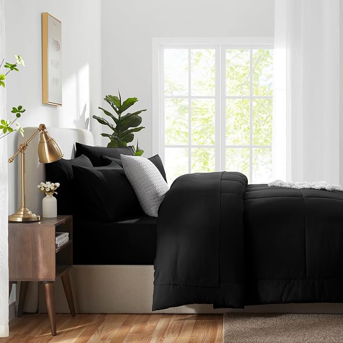 CozyLux Twin XL Comforter Set Black, 5 Pieces Twin Extra Long Bed in a Bag - Image 8