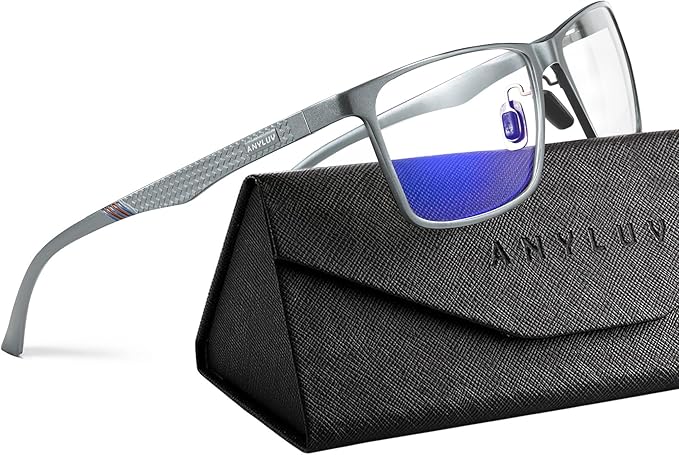 ANYLUV Blue Light Glasses Men, Relieve Eyestrain and Eye Protection, Al-Mg by ANYLUV