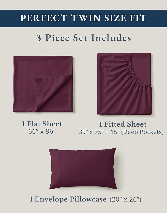 LANE LINEN Sustainably Produced 100% Organic Cotton Twin Bed Sheet Set - Image 4