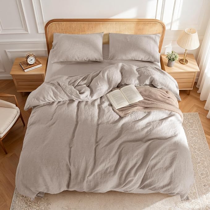 LBRO2M 100% France Linen Duvet Cover Set Full Size 3 Pcs Flax Comforter Cover - Image 2