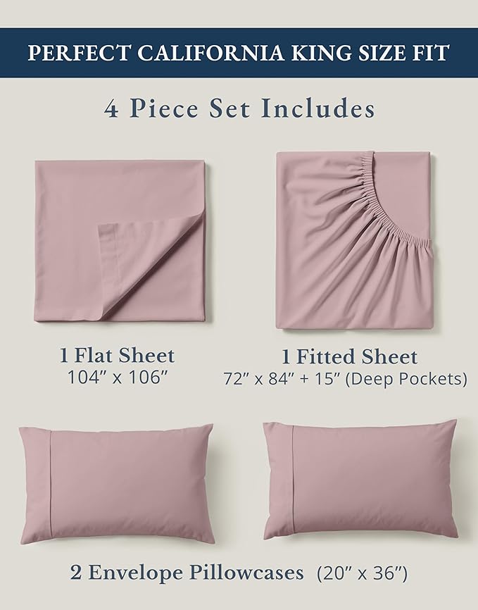 LANE LINEN 100% Organic Cotton Cal King Size Bed Sheets, Sustainably Produced - Image 4
