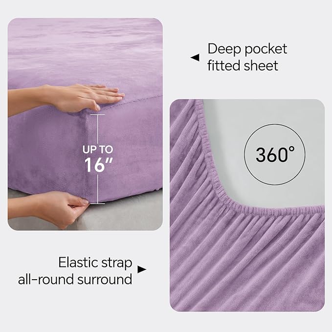 BEDELITE Flannel Sheets Full Size Lavender - Image 4