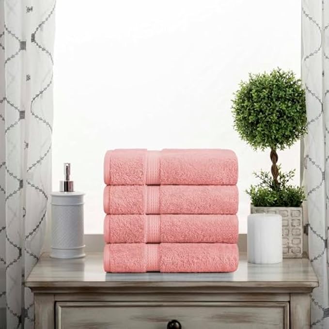 SUPERIOR Egyptian Cotton Pile Hand Towel Set of 4, Ultra Soft Luxury Towels - Image 2