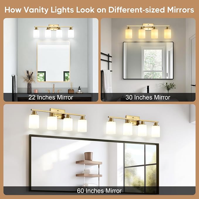 Ascher Bathroom Light Fixtures, 4-Light Vanity Light Over Mirror, Wall Lamp - Image 7