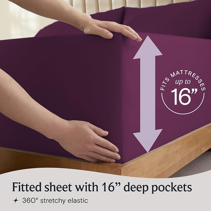 LuxClub 4 PC Queen Sheet Set, Deep Pockets Wrinkle Free Cooling Bed Sheets - Image 6