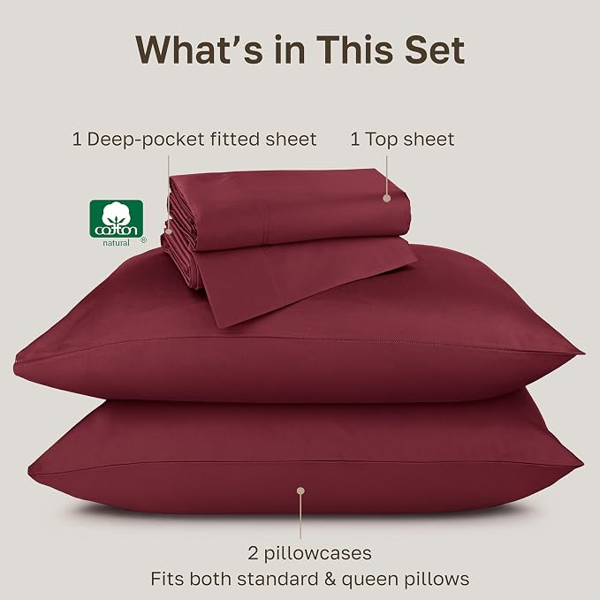California Design Den Natural 100% Cotton Sheets Queen Size Bed Set Deep Pockets - Image 4