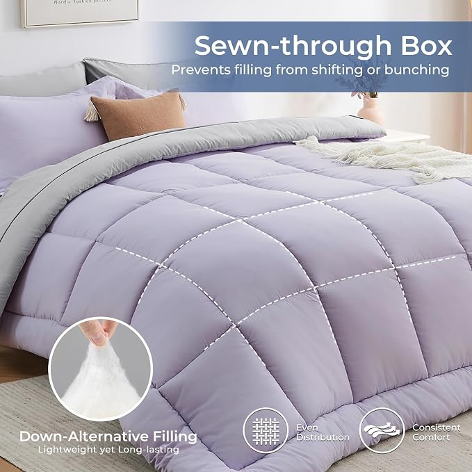 Sasttie Queen Comforter Set, 7 Pieces Bed in a Bag Queen, Complete Bedding Set - Image 3