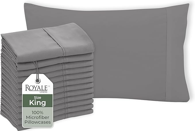 Royale Linens Grey Pillowcase Set of 12 by ROYALELINENS